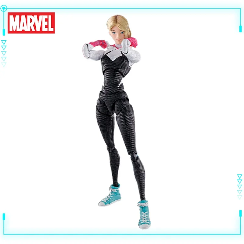 Bandai Original véritable S.H.Figuarts Marvel Spider Man à travers le vers d'araignée fantôme Spider Gwen Stacy 15 cm modèle figurines d'action