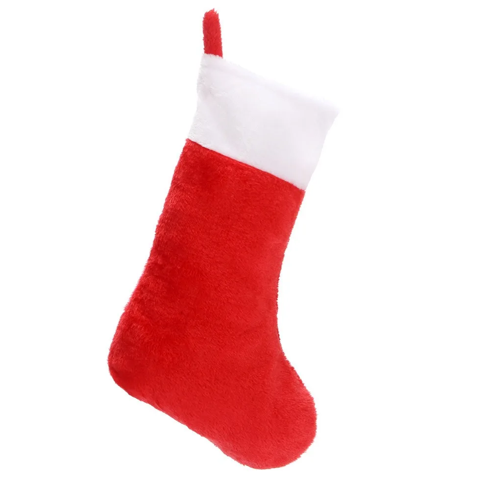 42cm Plush Christmas Socks Red&white Mantelpiece Deco Personalized Gift Bag Classic Large Capacity for 2pcs/set