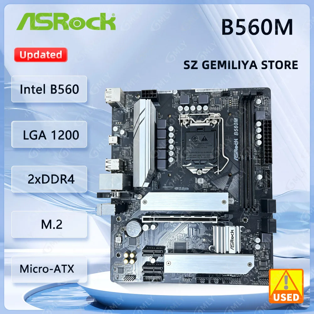 

Материнская плата ASROCK Intel B560, B560M, LGA 1200, DDR4, 128 ГБ, Micro ATX, поддержка процессоров 11900, 10305, 10700, 10400, 11700.