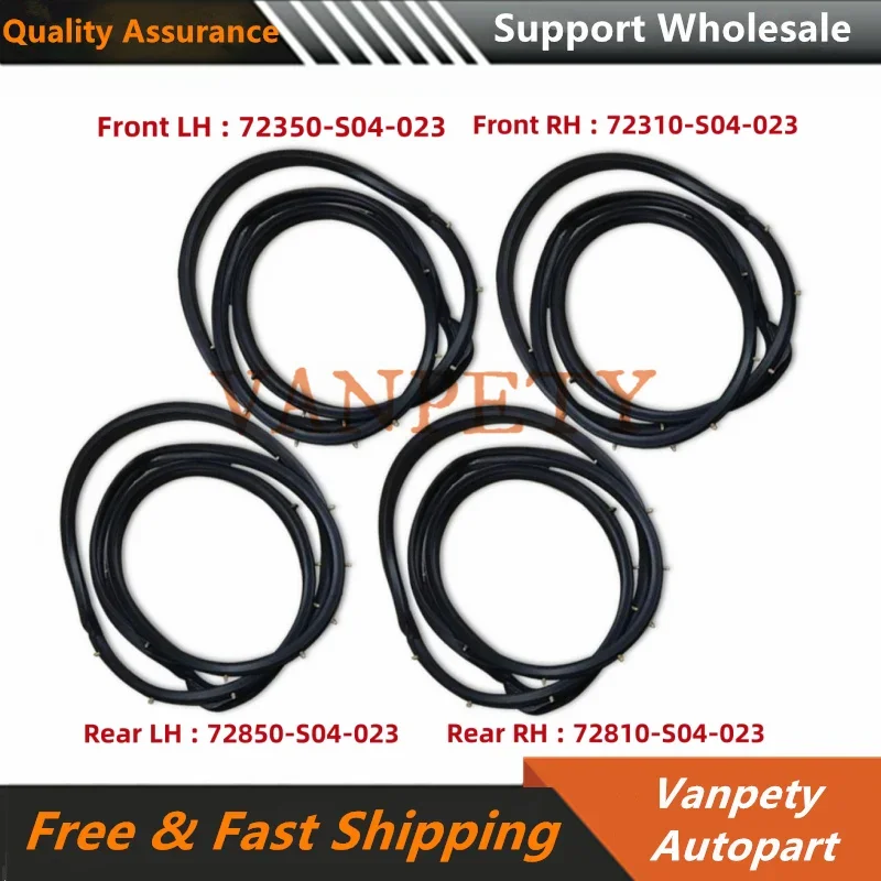 Set Of 4 Door Belt Weatherstrip Rubber Seals For Honda Civic EK3/EK4 Sedan (1996-2000)