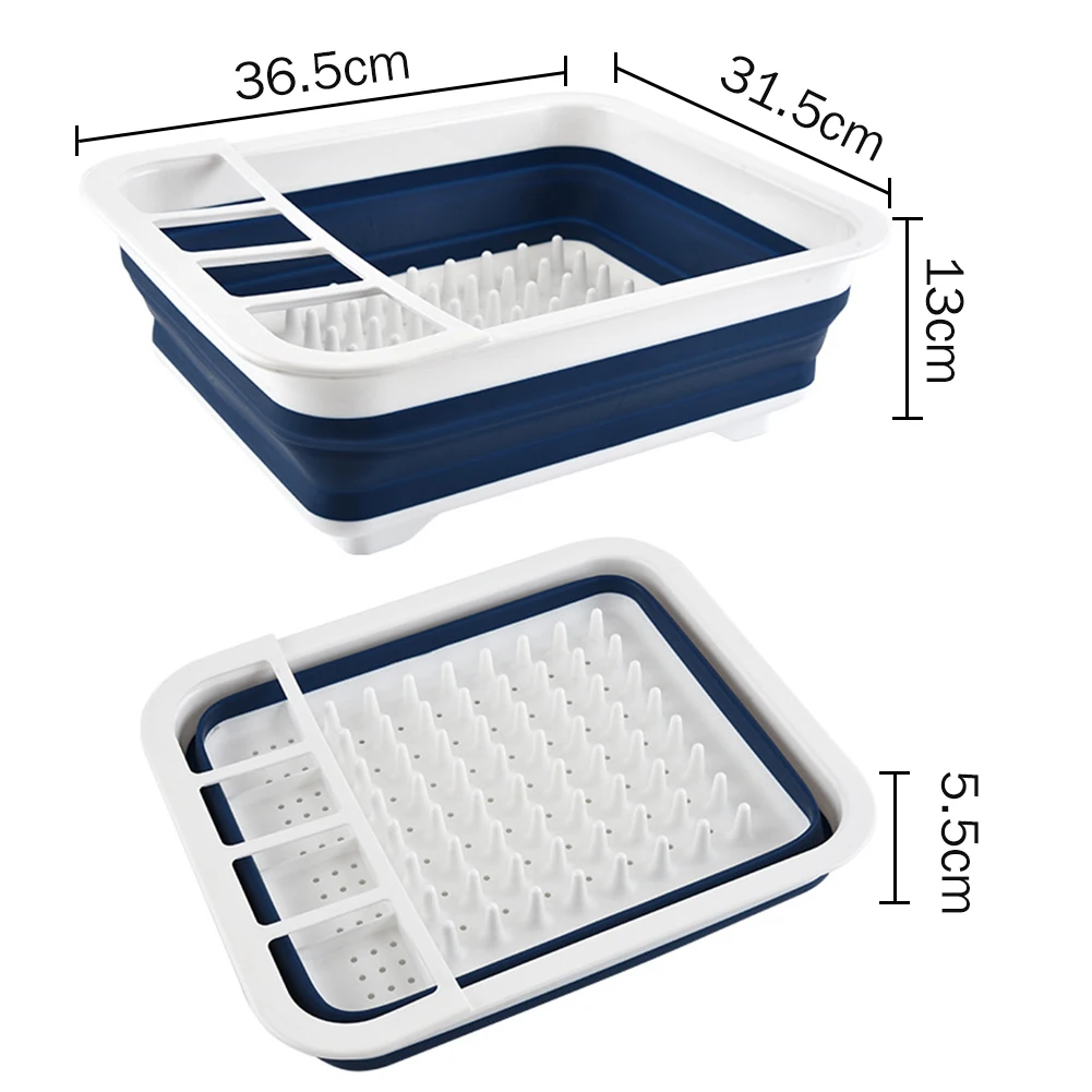 Foldable Dish Rack Kitchen Storage Water Leakage Plastic Tableware Bowl Dinnerware Drain Bowl Tray Home Drying Rack Washable