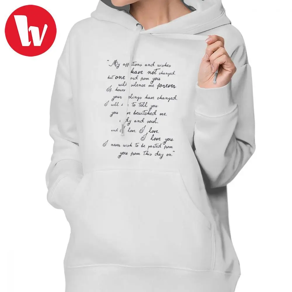 Jane Austen Hoodie Pride And Prejudice Darcy Black Quote Hoodies Long-sleeve Cotton Hoodies Women Streetwear Pullover Hoodie