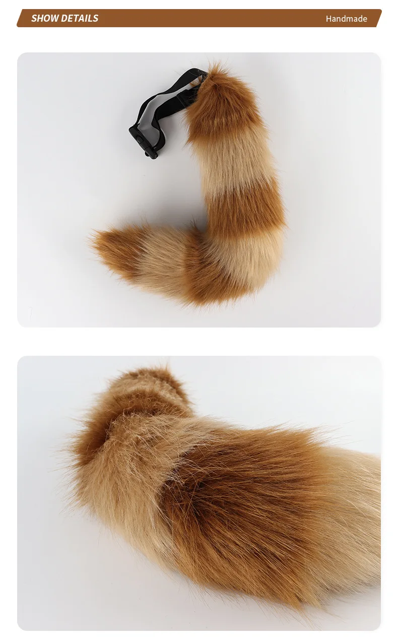

Lolita Daily Accessories Props Lolita Simulation Beast Tail Red Panda Plush Handmade Fox Tail 2026