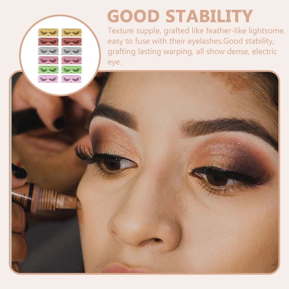 

12 Pairs False Eyelashes Set Thick Fake Stick Suits for Women Reusable