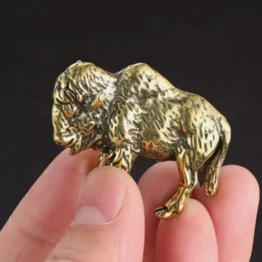 Brass American Bison Figurine Statue Animal Figurines Toys Table Decoration