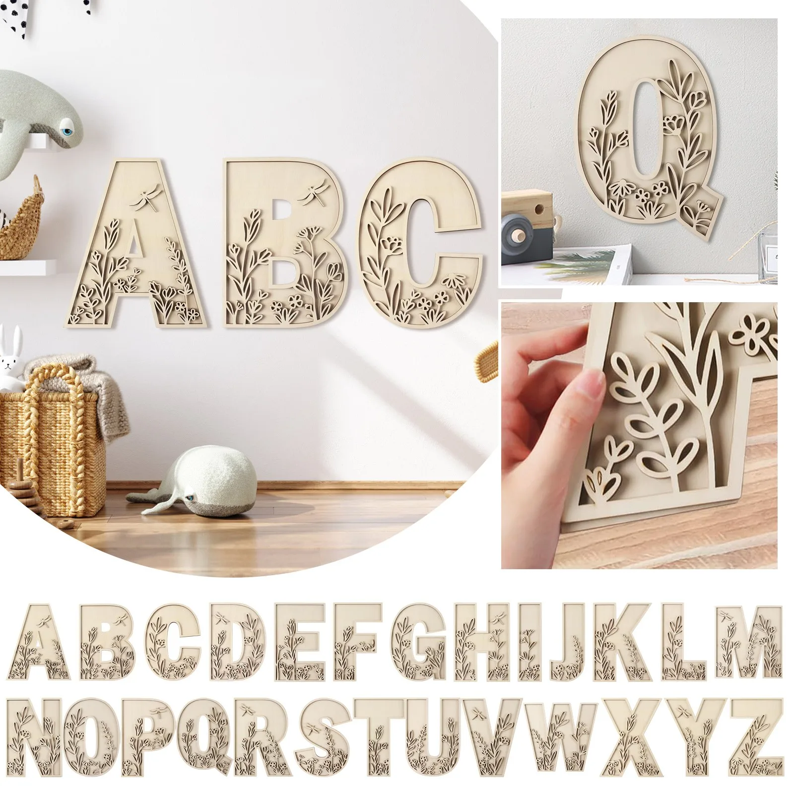 12 Inch Wood Letter Alphabet Art Crafts DIY Free Standing Wedding Birthday Xmas Party Home Decoration Personalised Name Design