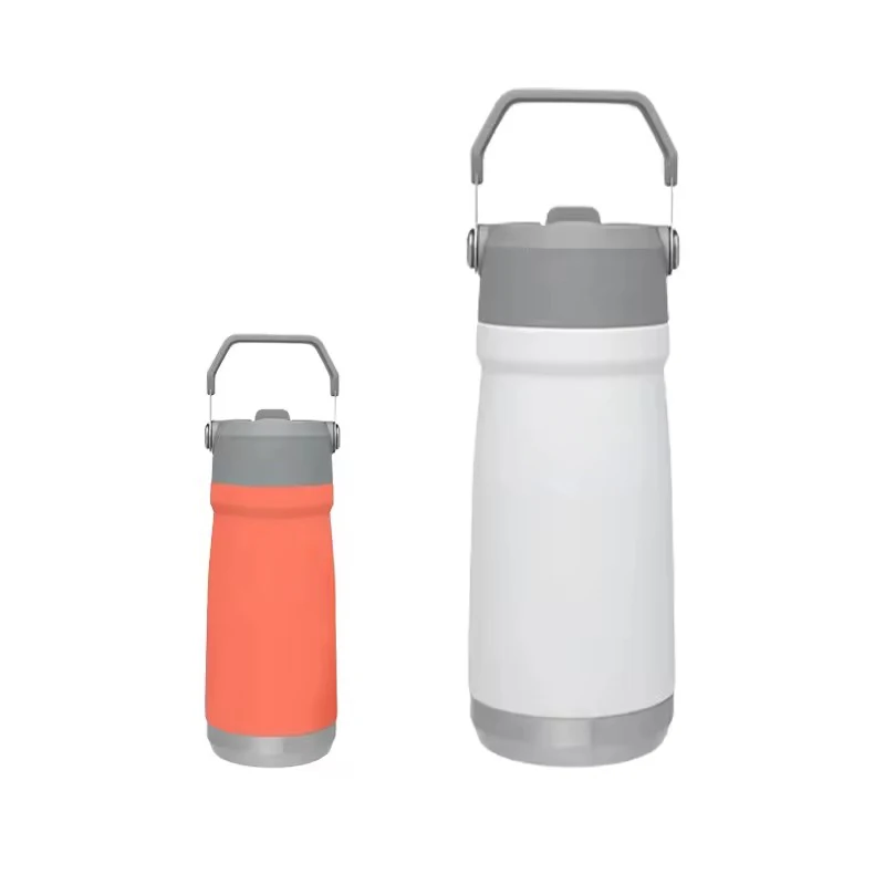 

Pretty portable Classic Series Stainless Steel Vacuum Folding Straw Insulation Bottle Travel Coffee Cup 500ml with Lid