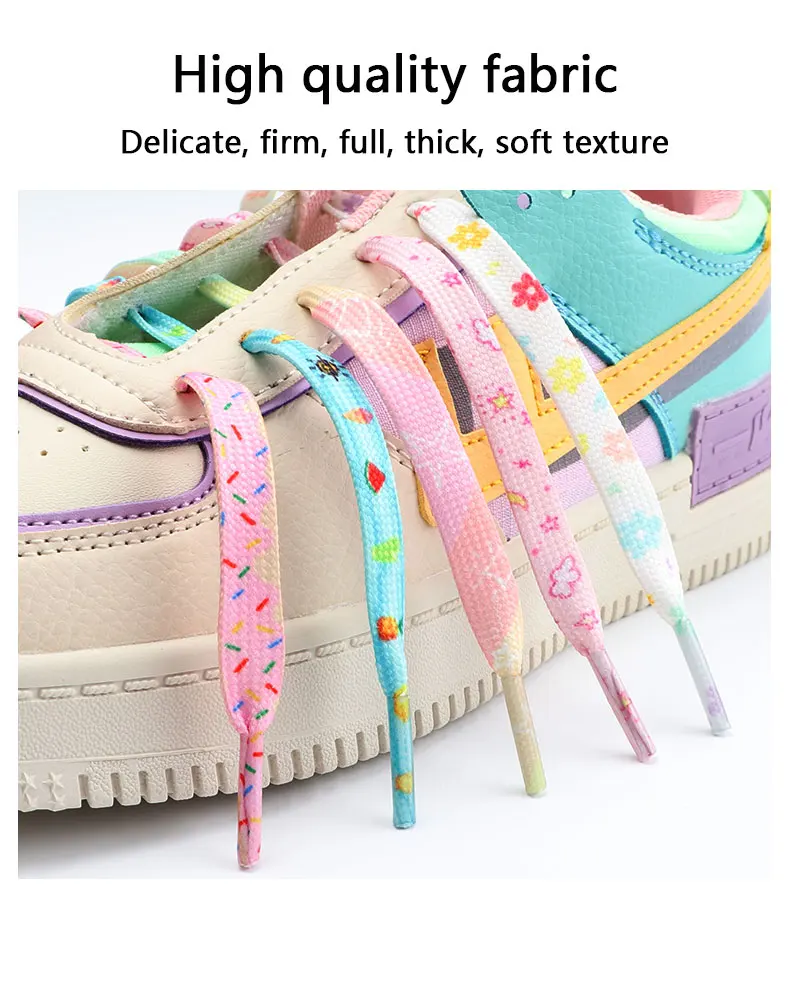 Flache Schnürsenkel für Sneaker, Tennisschuhe, Regenbogen-Schnürsenkel mit Muster, für Damen, Herren und Kinder, Schuhzubehör – Detail 5