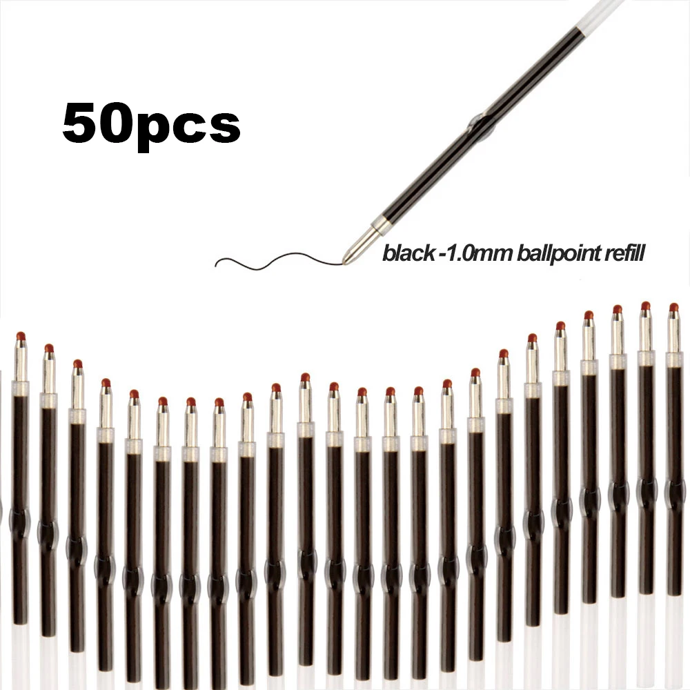 Nachfüllbare Kugelschreibermine mit großem Füllvolumen, 1,0 mm, schwarze Tinte, Kugelschreibermine, glatt schreibende schwarze Mine, Bürobedarf