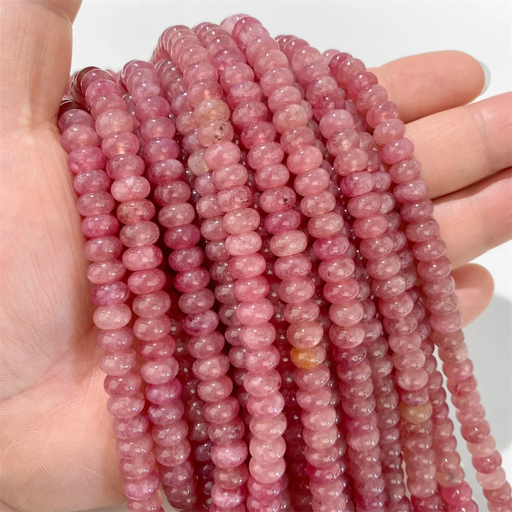 Colorful Chalcedony Stone Beads 5x8mm Natural Rondelle Shape Loose Spacer Drum Bead For Jewelry Making Bracelet Necklace DIY