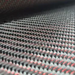 Metallic Carbon Fiber & Red&Silver Reflection Mixed Fabric Twill Cloth 50*100cm