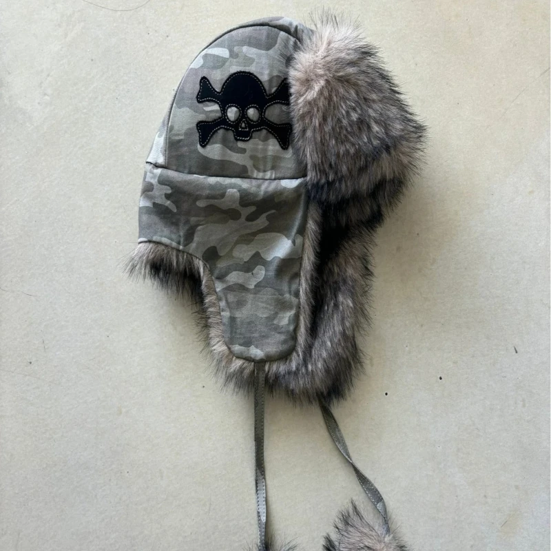 Skull print unisex special hat for winter warmth Lei Feng hat new retro subculture style fashionable clothing