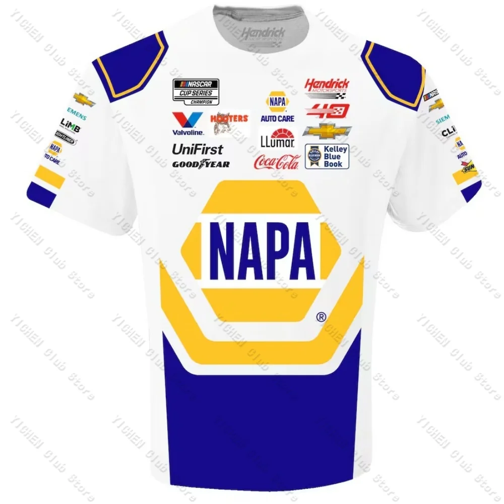 Motorcycle Male Adult Chase Elliott Hendrick Motorsports Team Collection NAPA Uniform T-Shirt Street Versatile Men's T-Shirt