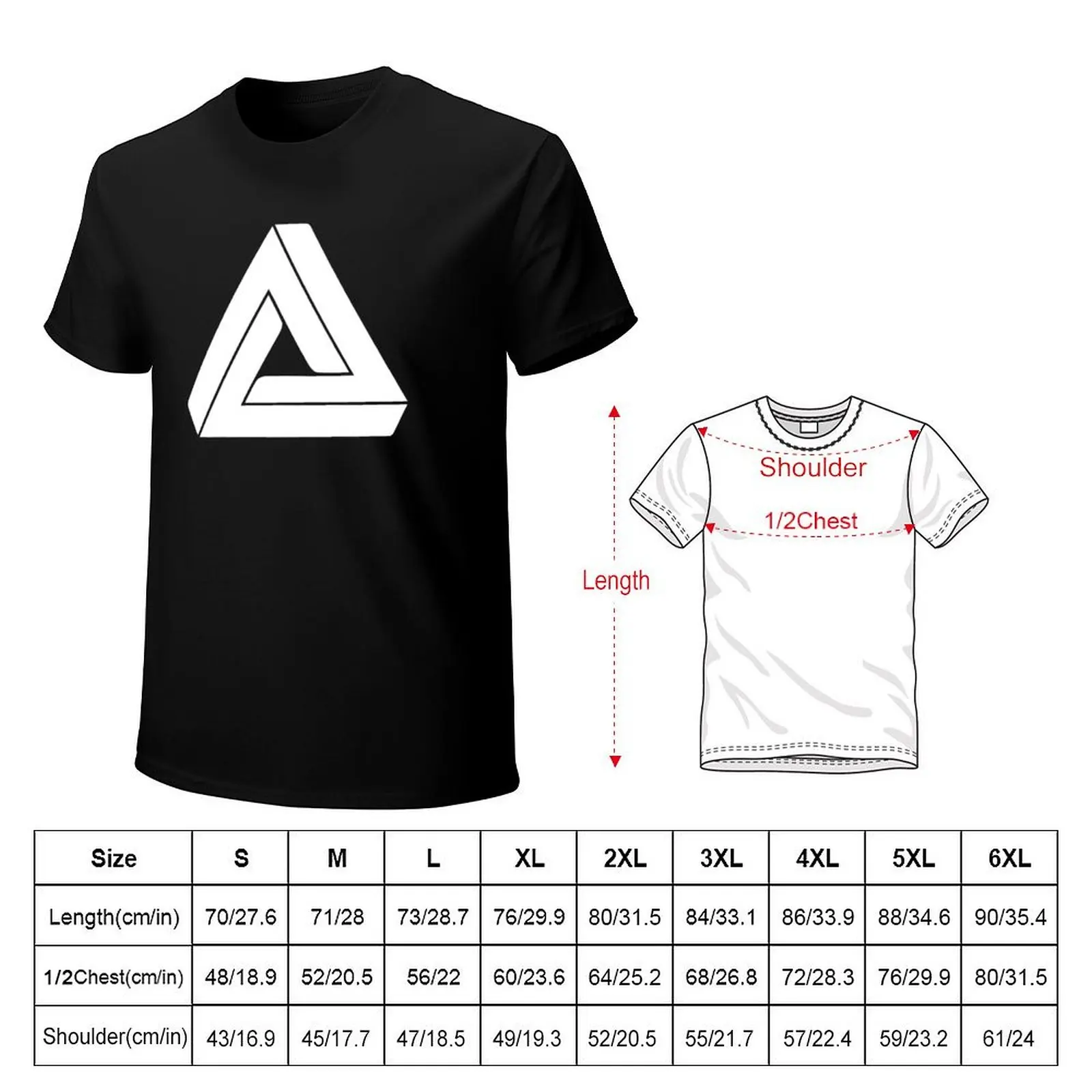 White Impossible triangle, Penrose triangle T-Shirt sweat tees mens clothes