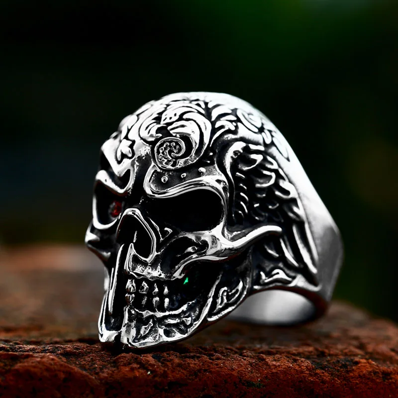 BEIER New Design Stainless Steel Skull Ring Cool Biker Jewelry Movie Fashion Punk High Quality Jewelry Wholesale Gift