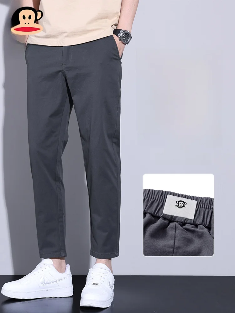 

PaulFrank Pure Cotton Casual Pants Men's Spring Autumn New Sle Trendy Versatile Slim Nine Points Monkey Mouth Leisure Trousers