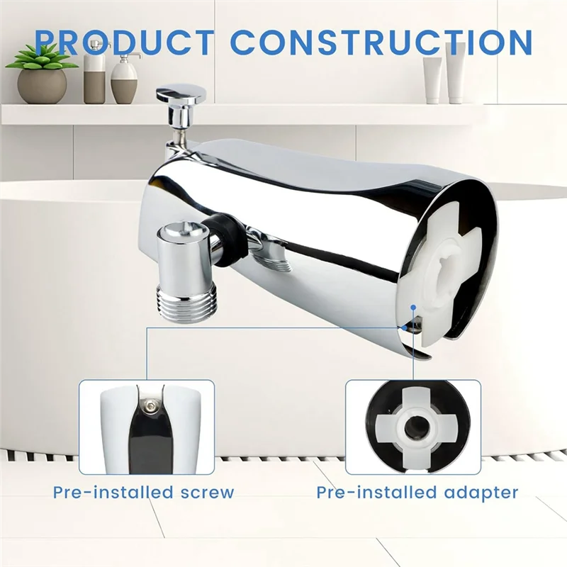 

B46B-Tub Излив с переключателем, смеситель для ванны с переключателем для душа и шестигранным ключом Подходит для медной трубки 1/2 дюйма, 5,3 дюйма
