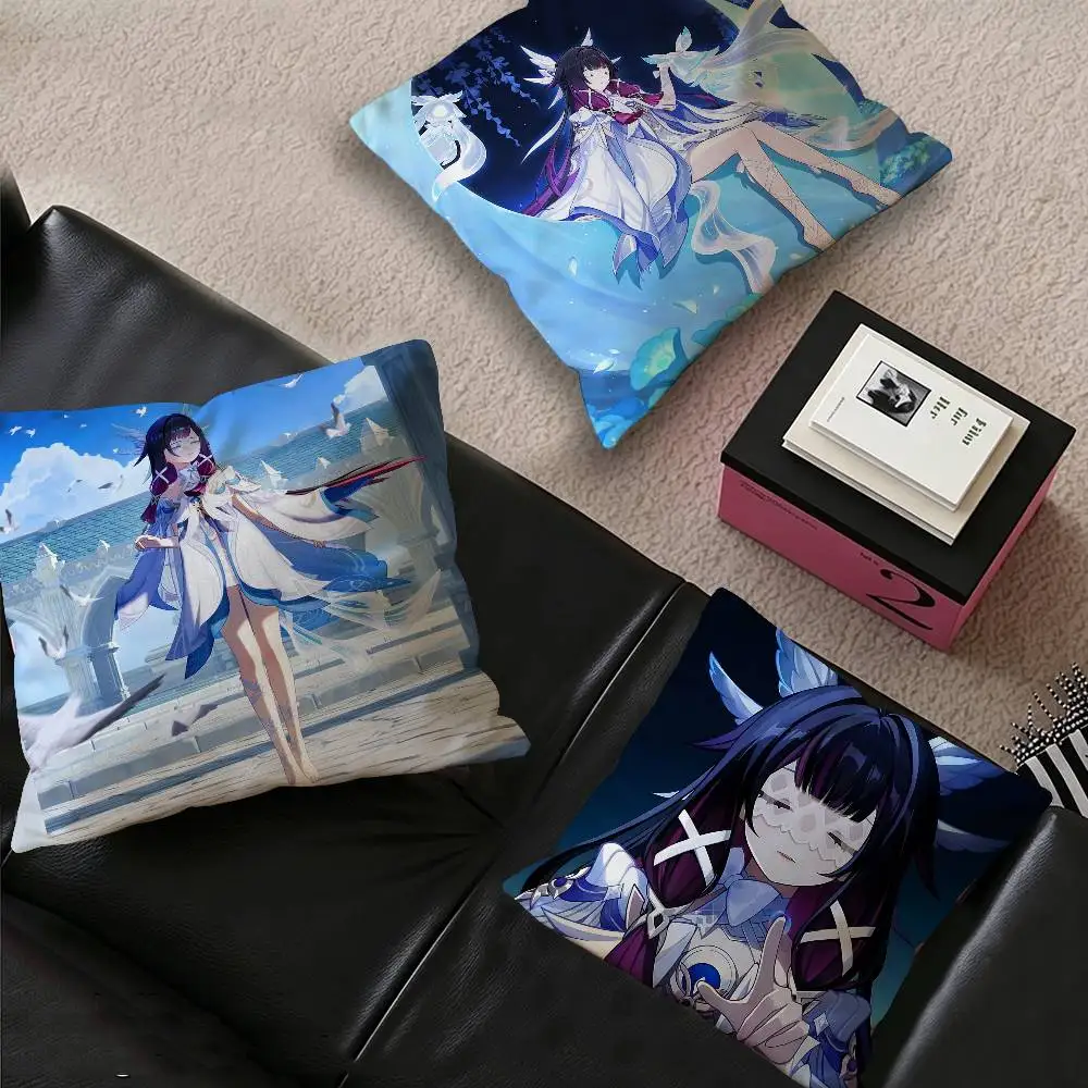 Genshin Impact Columbina Pillow Cushion Cover Pillowcase Living Room Sofa Home Decor Customized