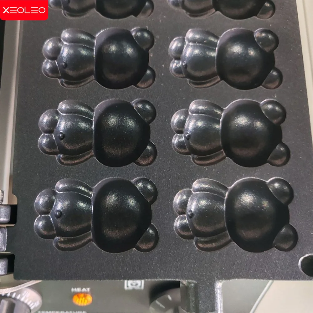 XEOLEO الكهربائية الدب شكل صانع الوافل 1600 واط 12 قطعة الحيوان الدب صناع الوافل آلة صانع الدب الهراء الحديد غير عصا