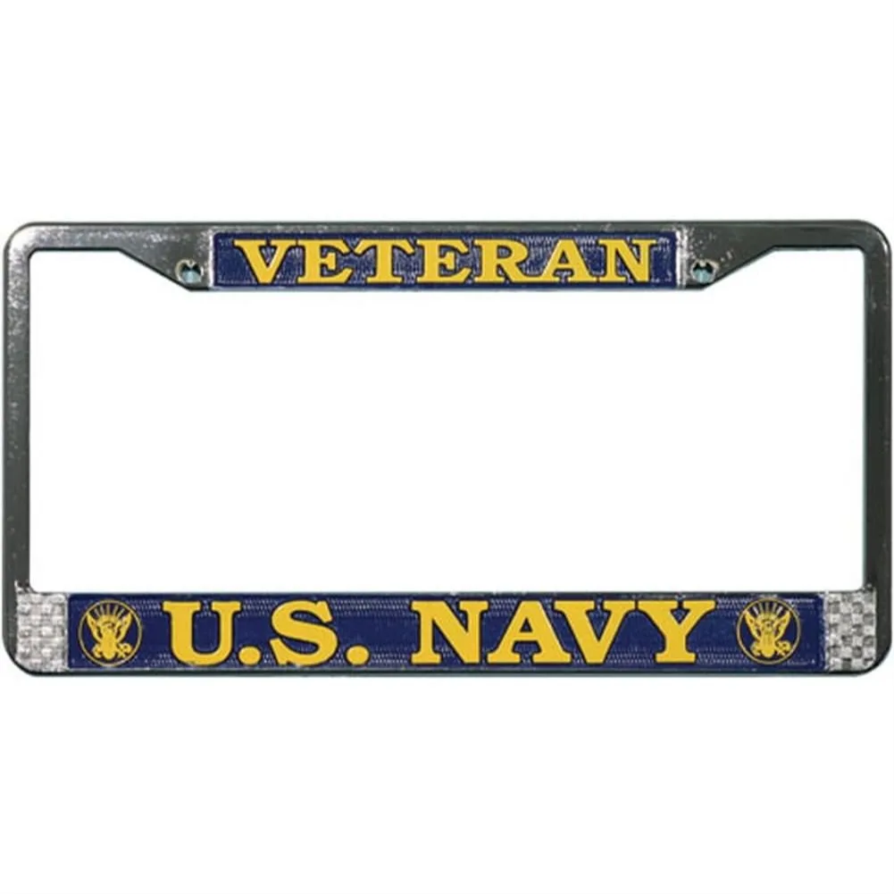 

Veteran License Plate Frame Zinc Die-Cast Metal Baked Enamel Finish for Car Truck SUV