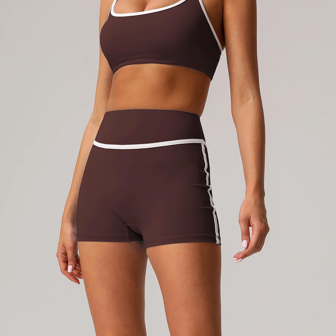 Frauen Kontrast Farbe Lift Gesäß Outdoor Training Radfahren Fitness Gym Casual Sport Shorts