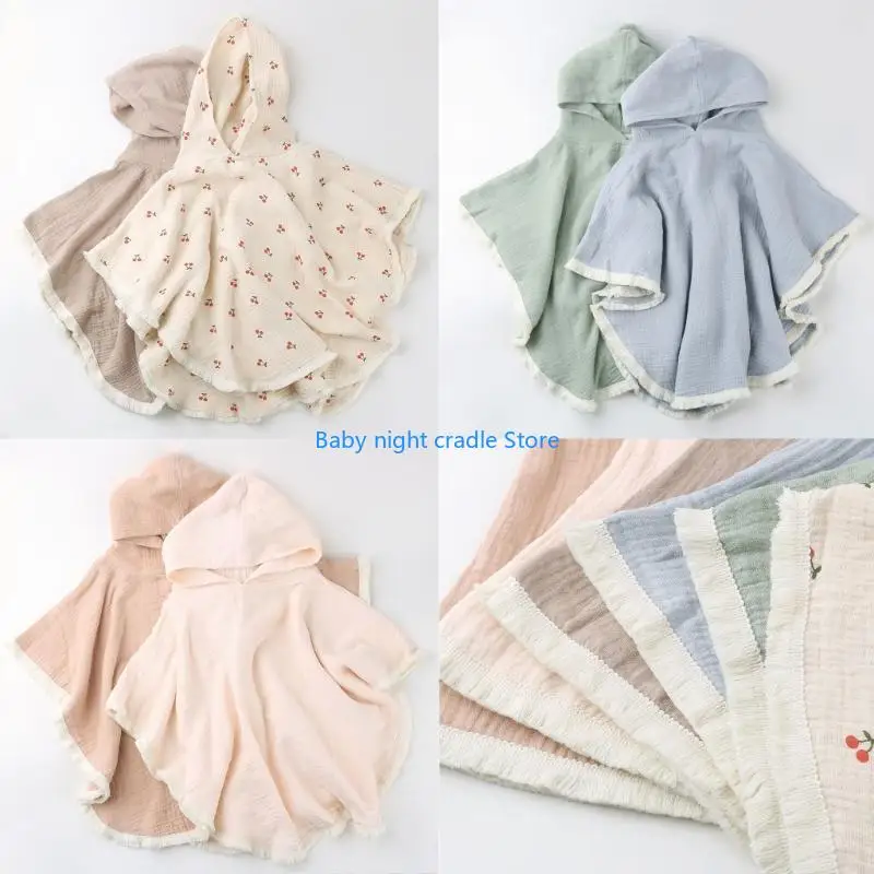 

J2FF Cotton Baby Bathrobe Cartoon Hooded Towel Multifunctional Baby Blanekt Shower Gift for Newborns and Toddlers