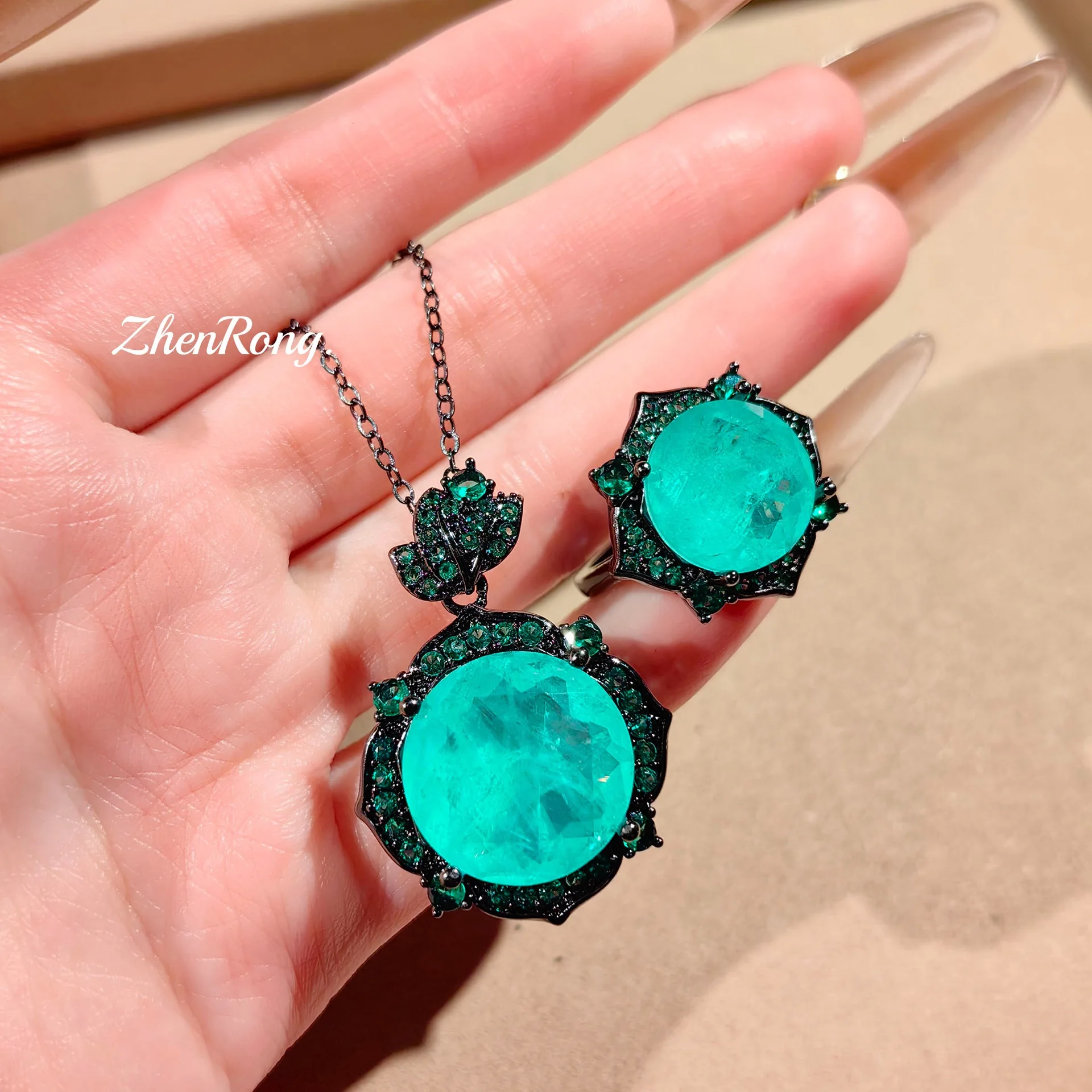 anel-de-prata-esterlina-s925-premium-com-pingente-de-rosa-colar-vintage-com-diamante-verde-tesouro-e-anel-camelia