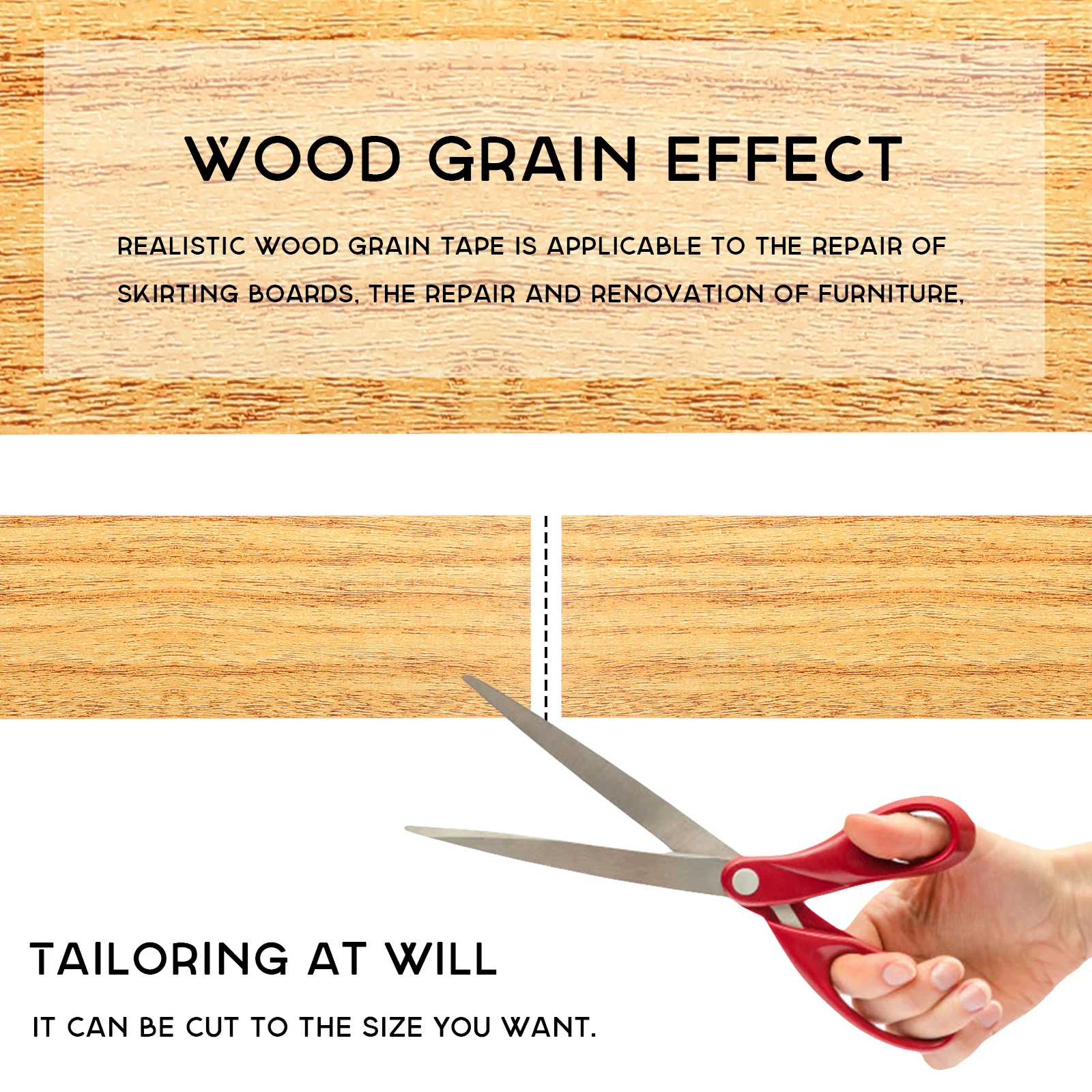 

2 pcs Wood Grain Repair Tape Realistic Furniture Adhesive Patches Floor Door Table Repair Strips Skirting Fixes Opp Pe Composite