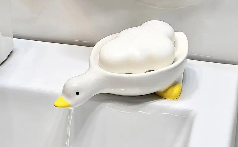 Duck Shape Soap Dish For Shower Drainable Soap Holder Tray Bathroom Accessories self draining  kitchen sponge holder container