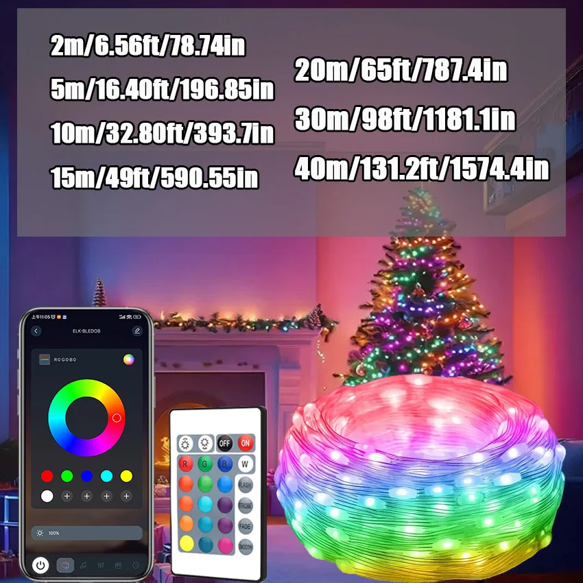 Fairy String Lights, RGB Smart LED Lights, String Lights with App & Remote Control, Music & Voice Sync for Bedroom, Kitchen