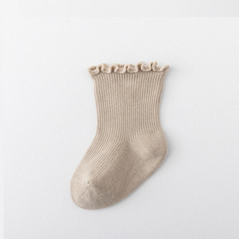 1Pair New Winter Kids Girls Retro Solid Color Baby Socks Milk Tea Color Toddler Casual Knitted Children Socks for 1-5Years