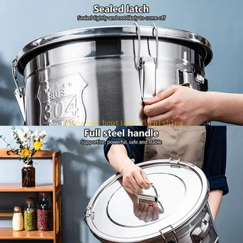 L9NB 3 Seal Nonrust Steel Container 202oz Capacity Flour Rice Storage Bin For Home Restaurant And Bar Use