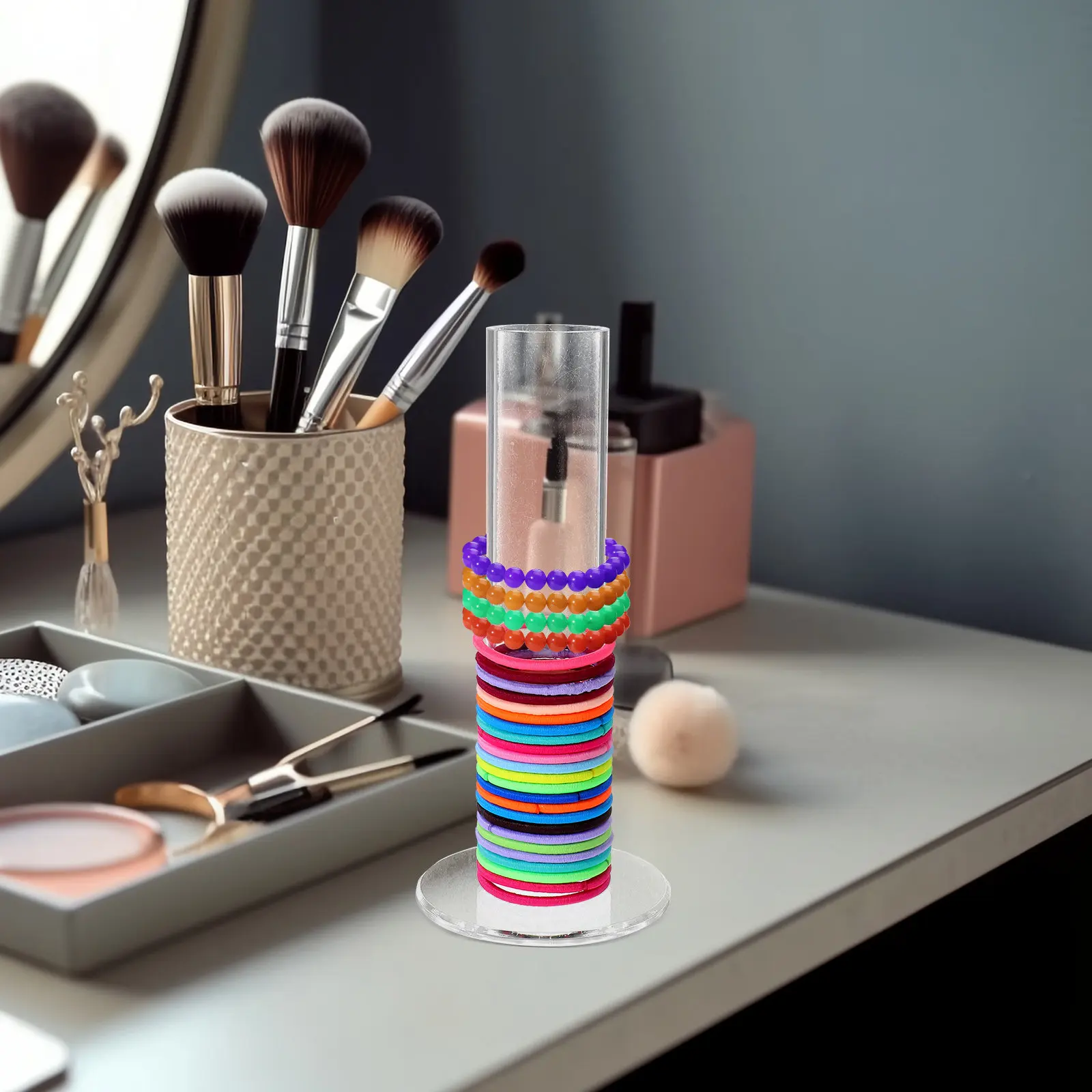 

Подставка-органайзер для резинок для волос, браслетов и украшений, акриловая, прозрачная, для дома, туалетного столика, розничной торговли