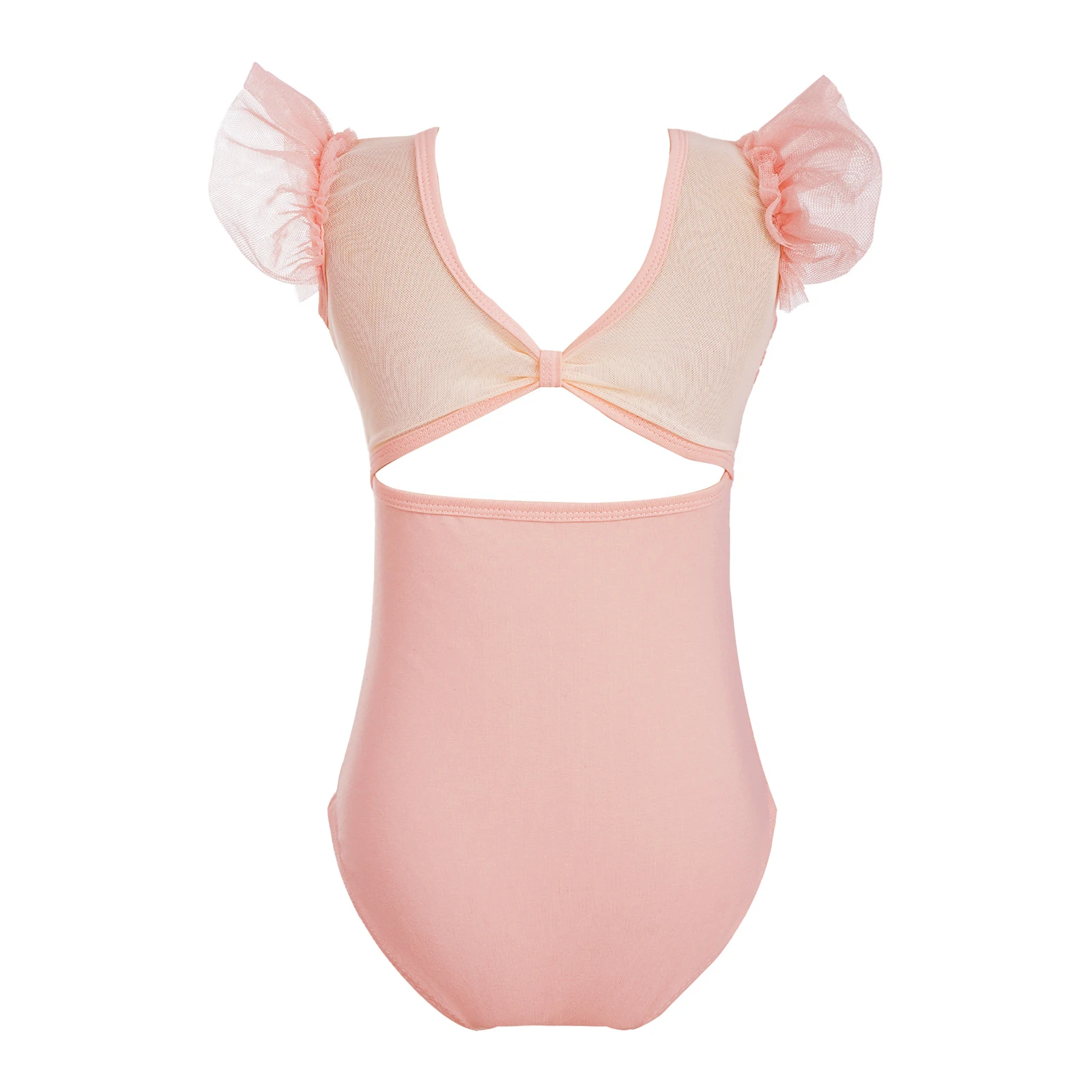 Ballet Dance Leotard for Girls Kids Ruched Mesh Splice Gymnastics Bodysuit for Skating Jumpsuit Dancewear Yoga Exercise Clothes