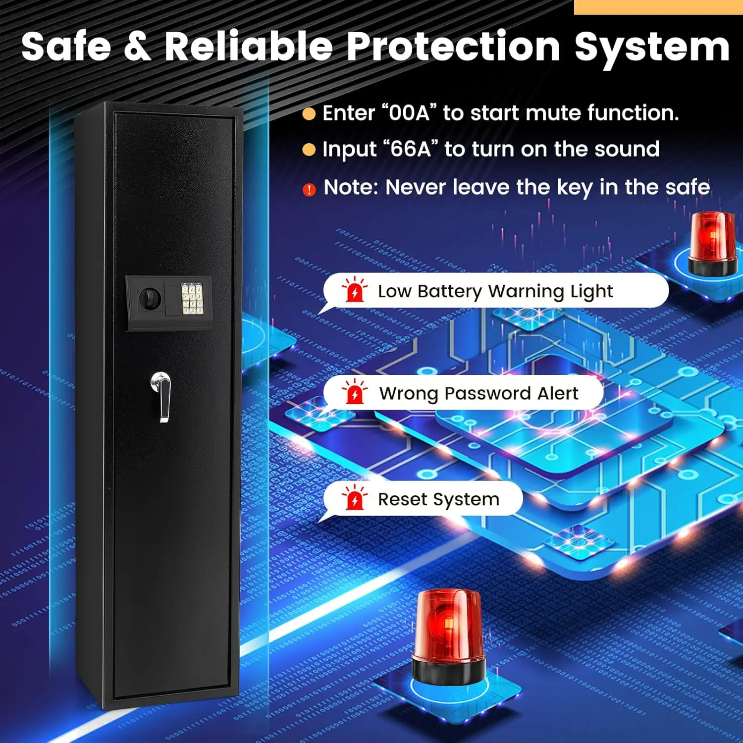 آمن للبندقية والبندقية، خزانة بكلمة مرور رقمية مجمعة مع رف قابل للإزالة وصندوق علوي قابل للقفل، خزائن مسدس شديدة التحمل لـ Long Gu