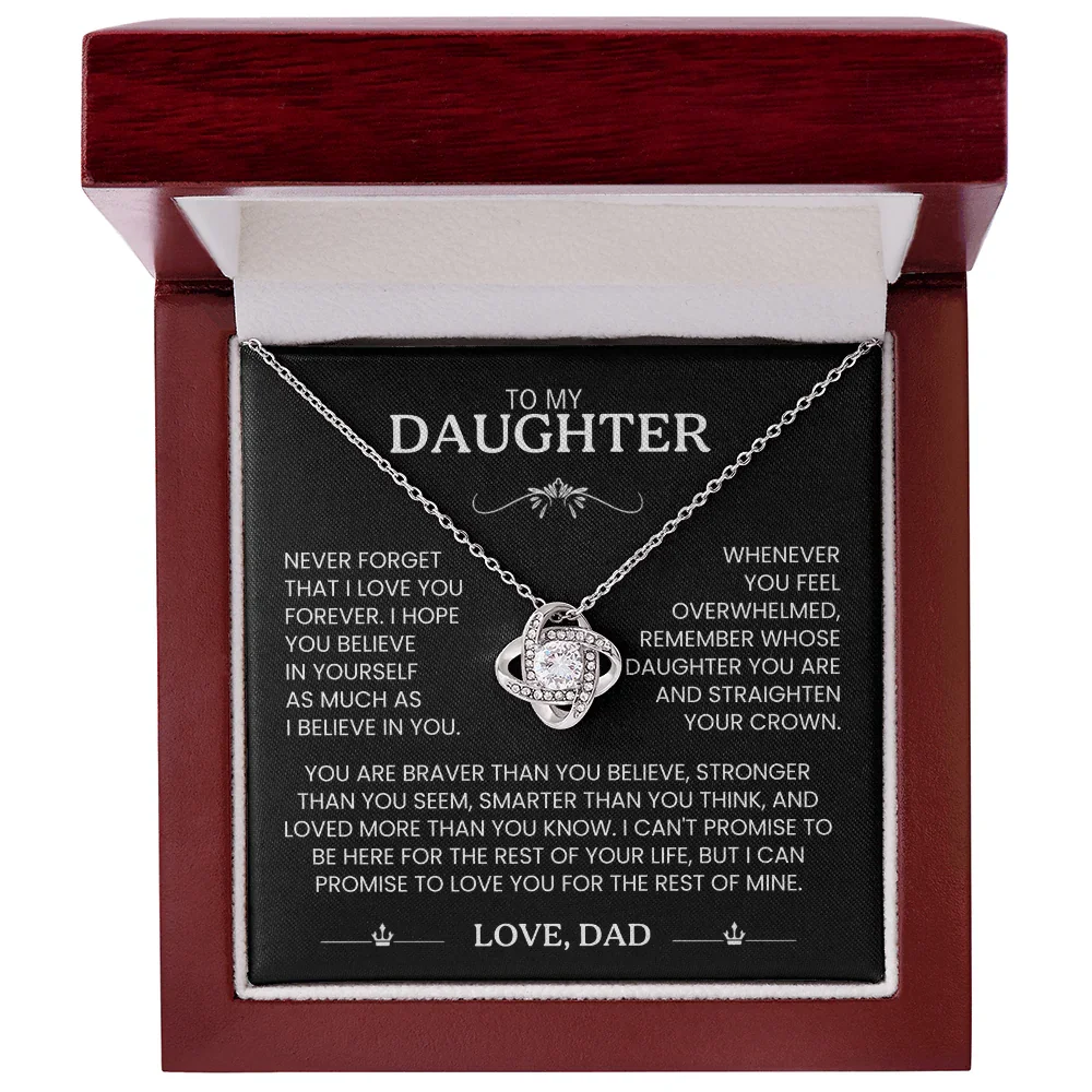 To My Daughter Gifts From Dad Heart Knot Pendant Christmas Gift Father Daughter Girl Necklace 2024 New Hot Dropshipping