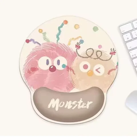 New Monster Party Furry Wrist Rest Mouse Pad, Thick Rubber Base Wear-resistant Easy-to-clean Office Hand Support Cushion