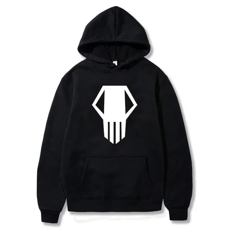 Skull Hoodie Geometric Minimalist Cyber Gothic Dark Streetwear Vintage Black Oversized Casual Sweatshirt Long Sleeve