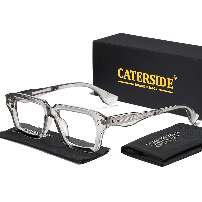 

CATERSIDE Fashion Men's Optical Eyeglass Frame Brand Unique Temple Design Luxurious Women's Anti Blue Light Reading Glasses