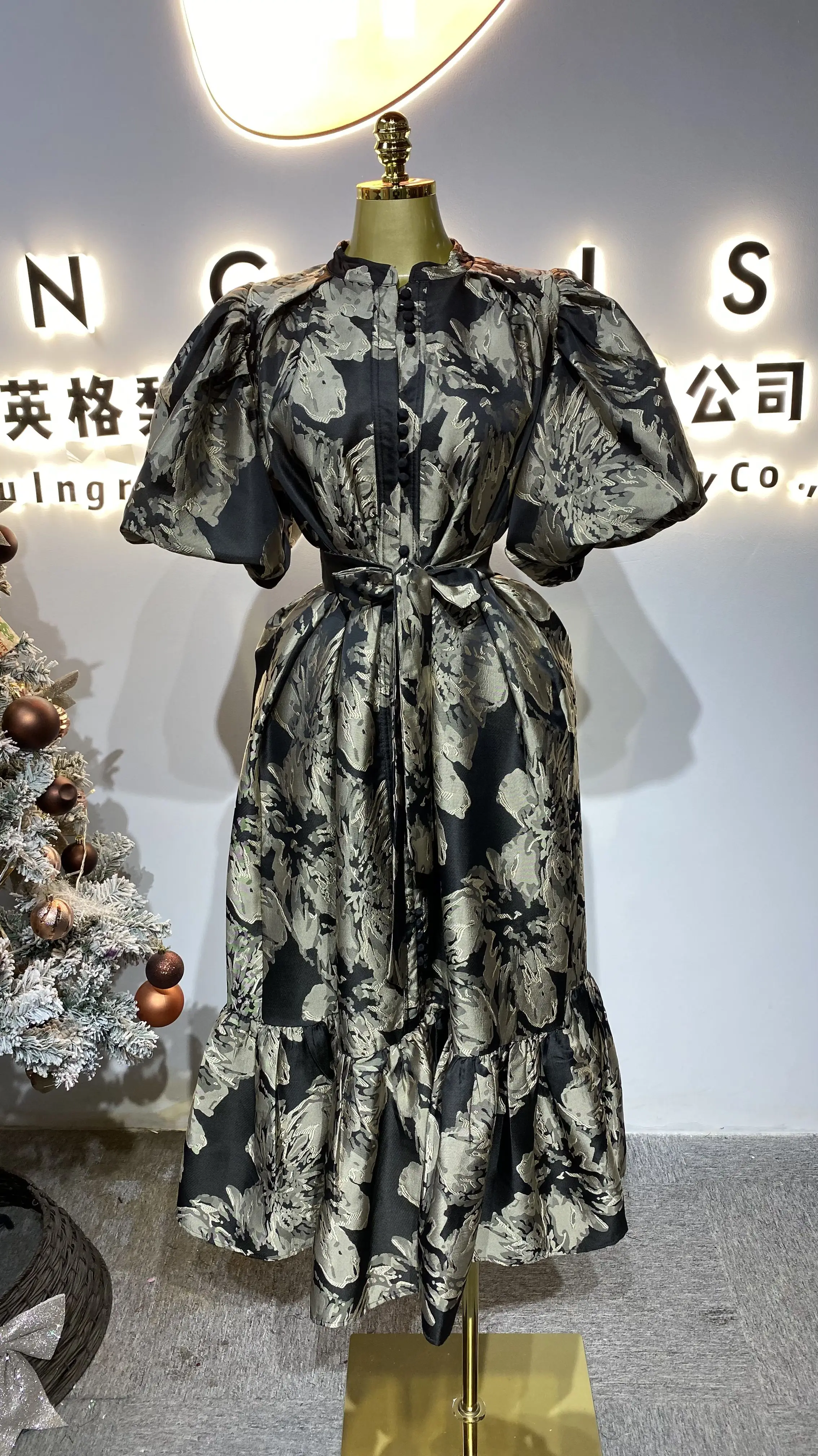 

Formal occasion dress/tea break French niche design sleeveless vest dress floor-length belt new summer style-GZXX416