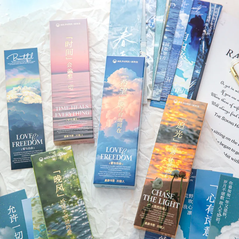 30sheet/set Beauty Nature Bookmark Set for Students Reading Markers with Leaf Flower Animal Design Cute Read Tab Gift for Kids