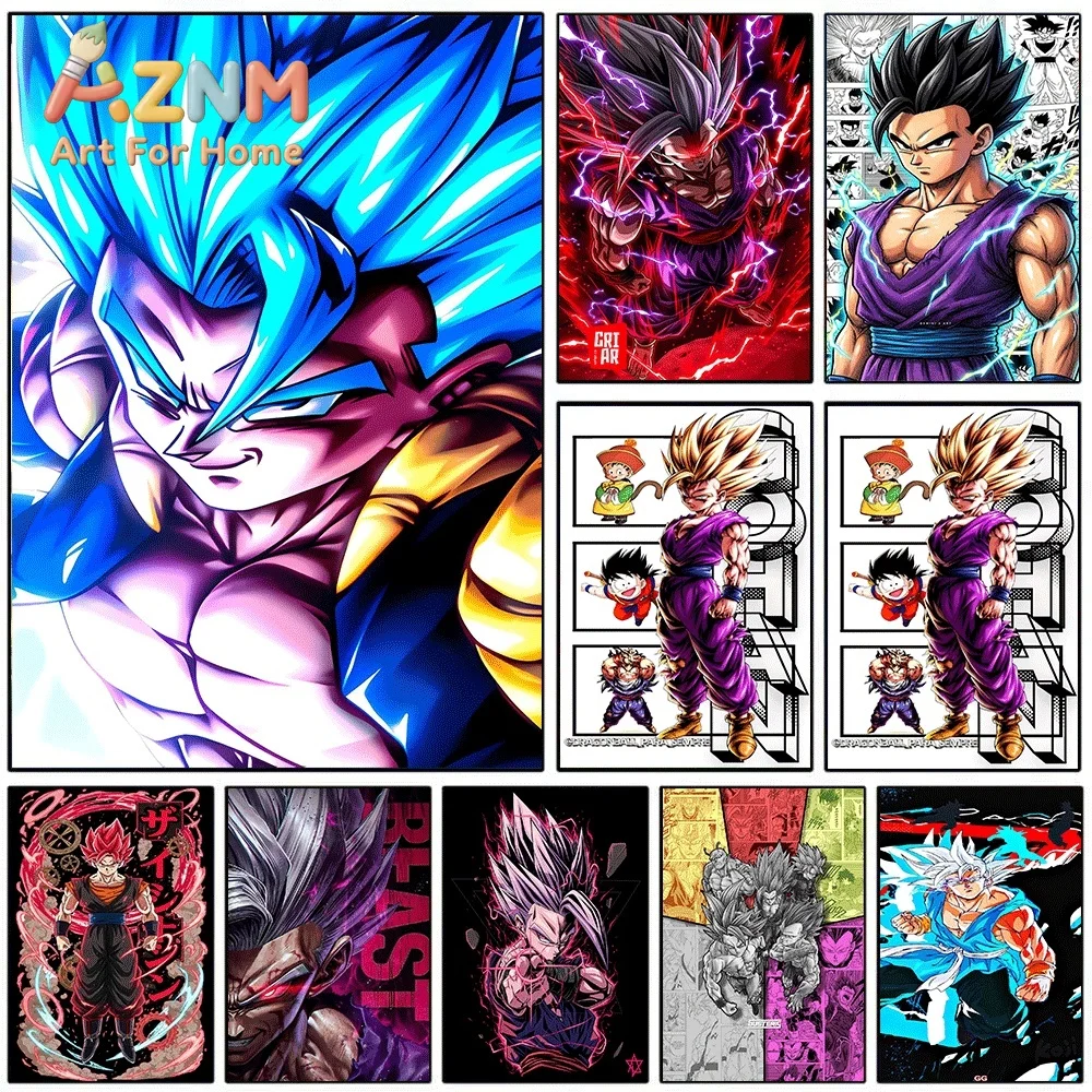 Dragon Ball Z Vegeta Super Saiyan Blue Beast Gohan Manga Comic Anime Canvas Wall Art Unframed Single Canvas Print Home Decor P