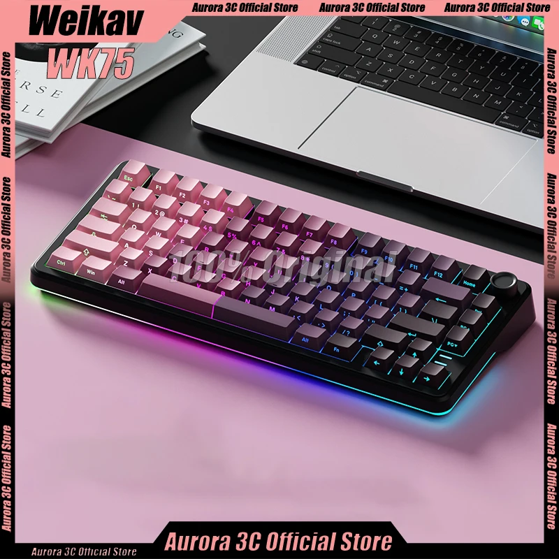 Weikav WK75 Keyboard Tri Mode Wireless Mechanical Keyboard Custom 4000mAh RGB With Screen Hot Swap Gaming Keyboard PC Accessory