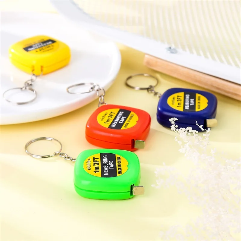 Easy Retractable Ruler Tape Measure Mini Portable Pull Ruler Keychain 1m/3ft