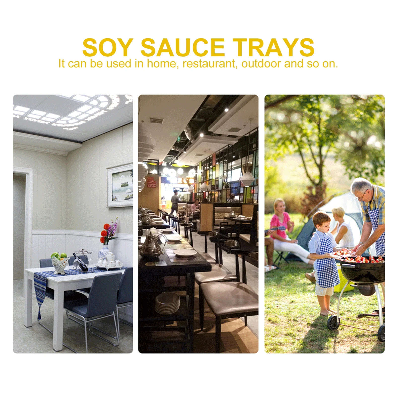 

50Pcs Rectangular Disposable Plastic Plates Sauce Dishes Multi-Functional Seasoning Trays for Catering Restaurant Home