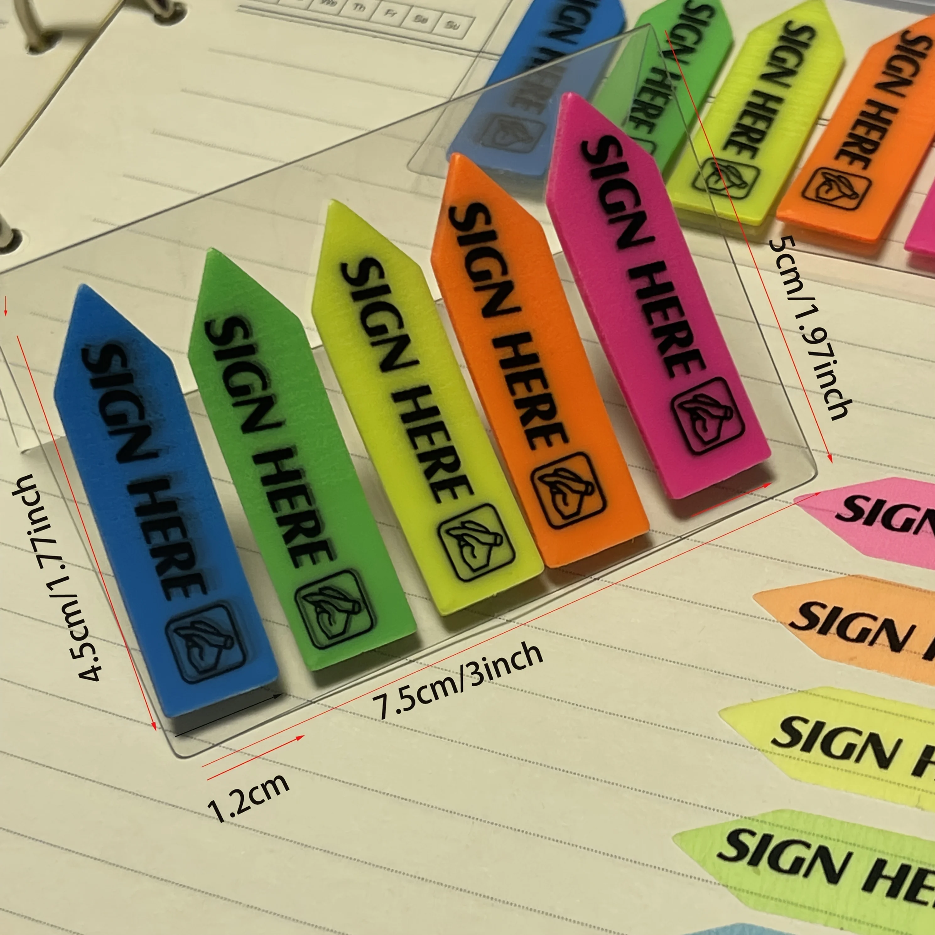 100/500 sheets 'Please Sign Here' Sticky Notes - Transparent, Colorful Index Tabs for Contracts & Documents, Strong Adhesive, Re view 2