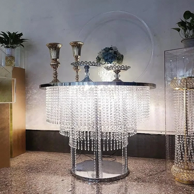

Latest Wedding Cake Display Table with Crystals Elegant Wedding Decorations