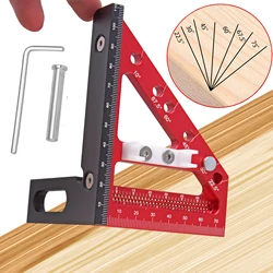 3D Multi Angle Measuring Ruler, Aluminum Alloy 0-90 Degree Protractor Woodworking Square & Quick Angle Pin Layout Measuring Tool