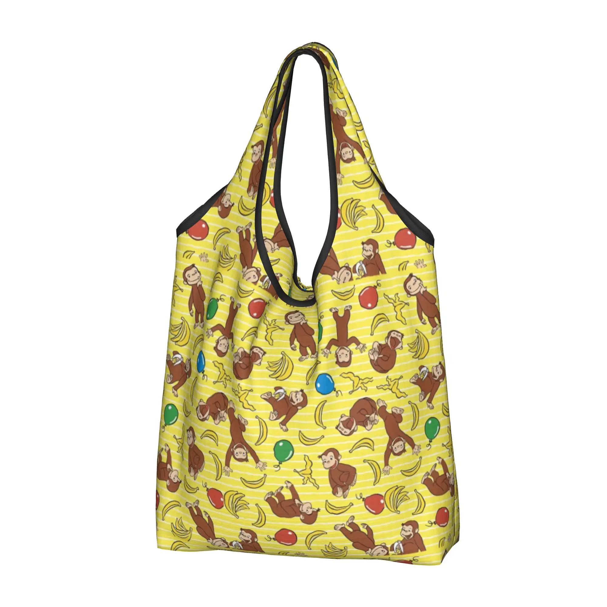 Recycling Cartoon Curious George Funny TV Monkey  Anime  Shopping Bag Women Tote Bag Portable  Grocery Shopper Bags