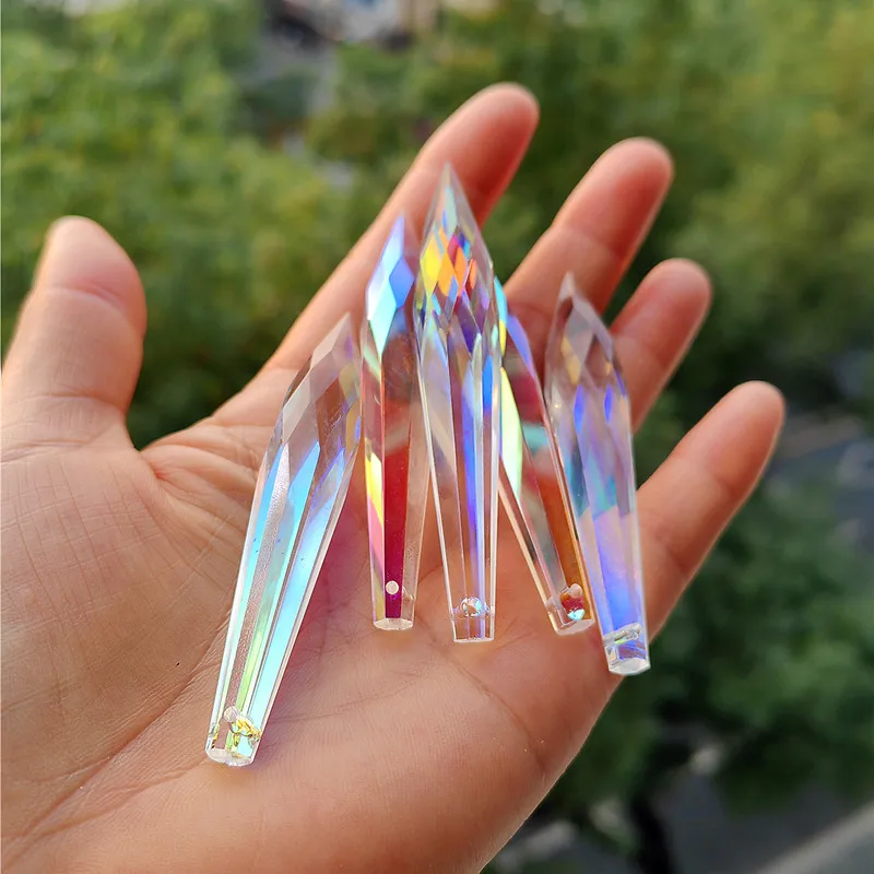 

New Arrived 76mm Rainbow Crystal Chandelier Pendant Lamp Icicle Drops (Free Rings) Sun Catchers Hanging Prisms Home Decoration